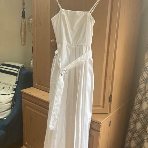 NEW Women's Belted Midi Bandeau Dress - A New Day Color White Size 0 - Picture 3 of 5